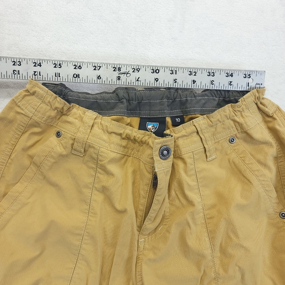 KUHL Pants Womens 10 Crop Mustard Mid Rise Embroidered Flowers Hiking Outdoor - Picture 7 of 9